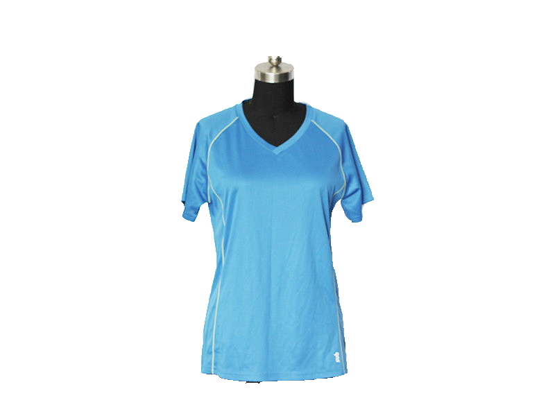 Light Blue Women's Sports Active Running T Shirts Shorts Sleeves, Quick Dry Training Shirts Custom Logo Gym Top Running Tee Shirts
