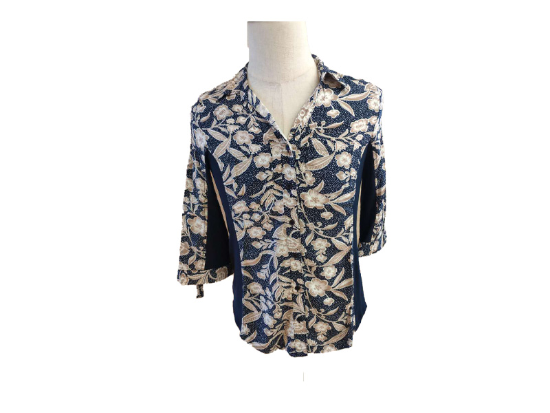 Women Taupe Print Half Sleeve Blouse and Top, Ladies V Neck Shirt